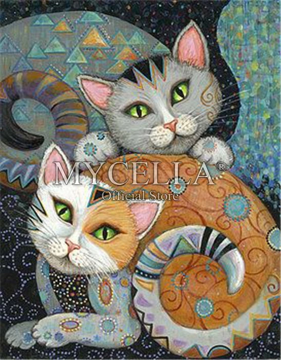 Cat DIY Diamond Painting Cross Stitch 5D Flowers Embroidery Full Mosaic Square Drill Icon Diamond Embroidery Animal Home Decor - Цвет: F