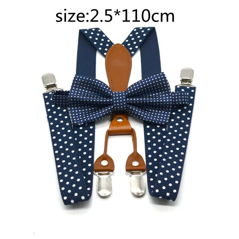 navy dot suspender set