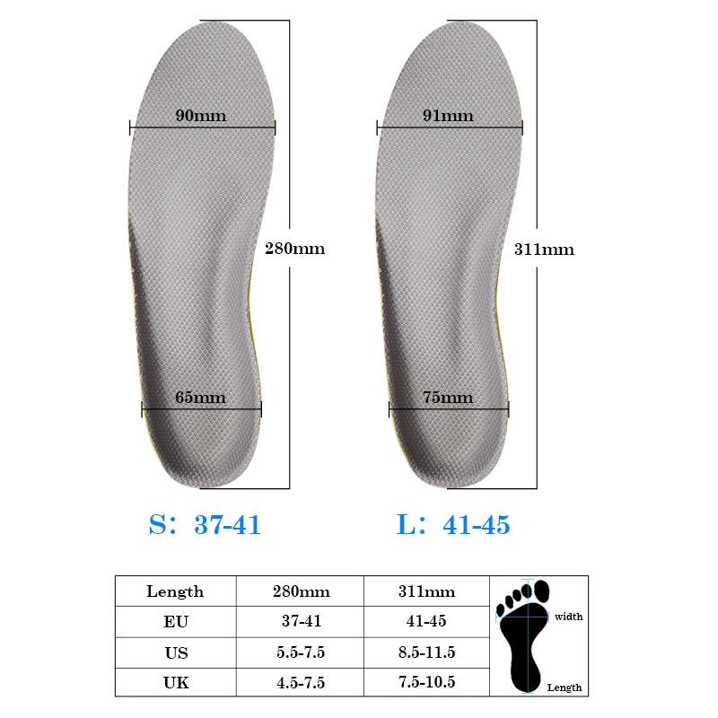 Memory Foam Sport Insoles Pads Arch Support Damping Plastic Parts Cushion Running Foot Care