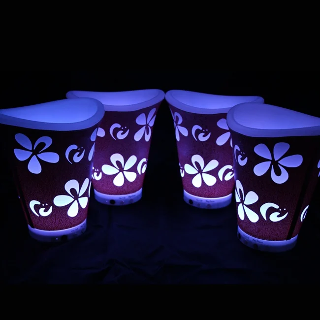 

Eco-Friendly Multi Functional PE Colorful LED Ice Bucket Champagne Wine Beer Luminous Cooler Flower Planter Pot for Bar 6pcs/lot