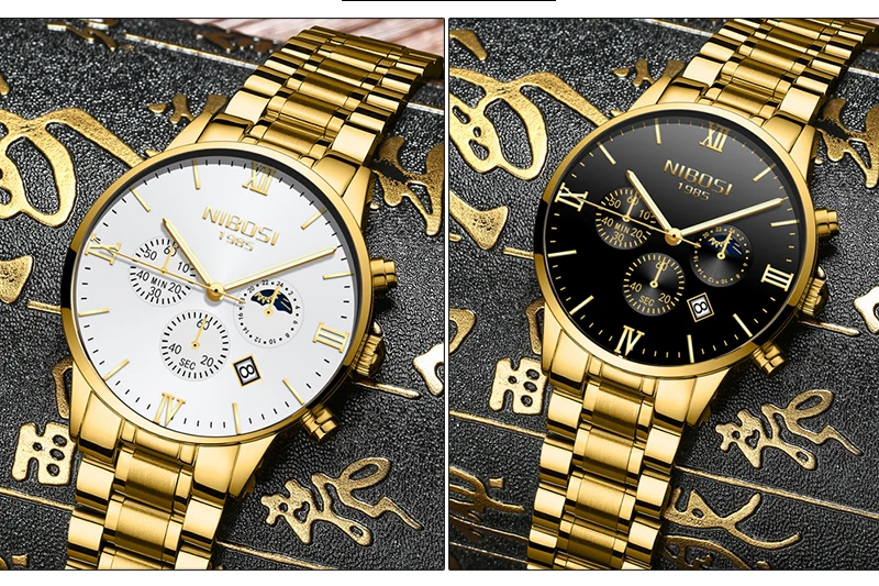 NIBOSI Dress Watch Men Gold 2018 Luxury Brand Men's Watch Waterproof Stainless Steel Famous Wristwatch Man Clock Water Resistant (9)