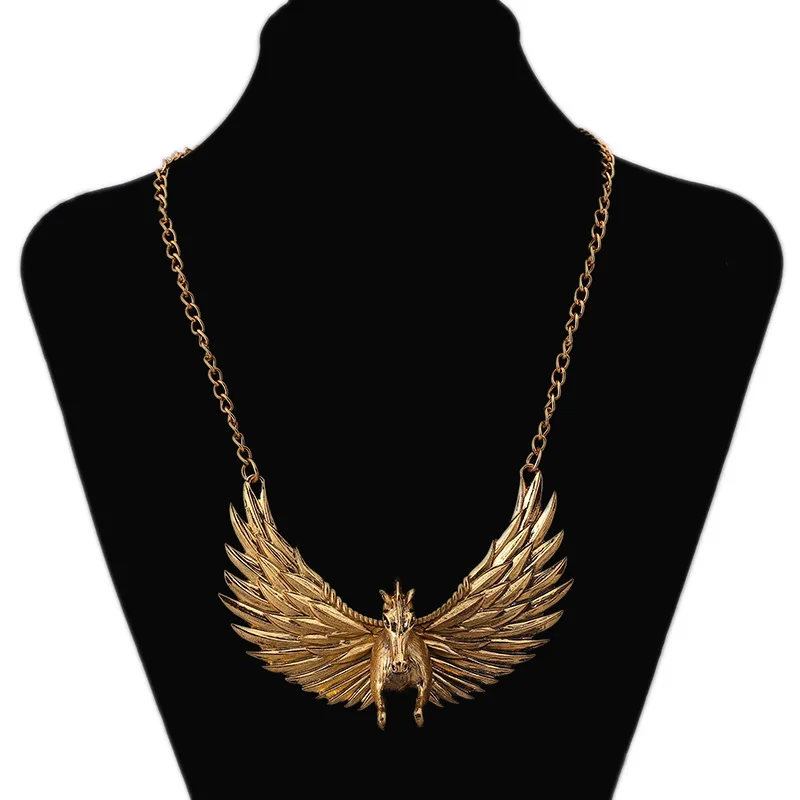 LZHLQ винтажное этническое ожерелье с большим орлом, Женские Ювелирные изделия, золотой цвет,, индивидуальное богемное Стильное ожерелье с подвесками