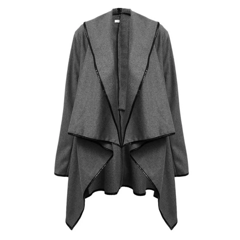  2019 New Women Autumn Winter irregular Bow Zippers Sleeve Long Warm Coat Wool Jacket Parka Windbreaker #4M21 (13)