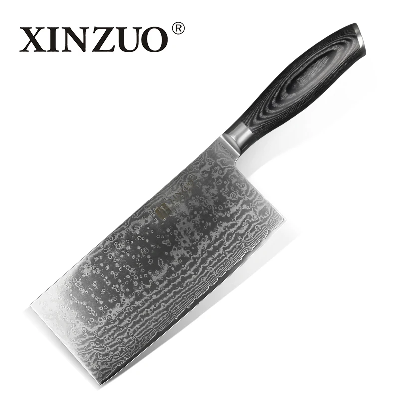 XINZUO 7-дюймовый Нож для нарезки из высокоуглеродистой дамасской нержавеющей стали