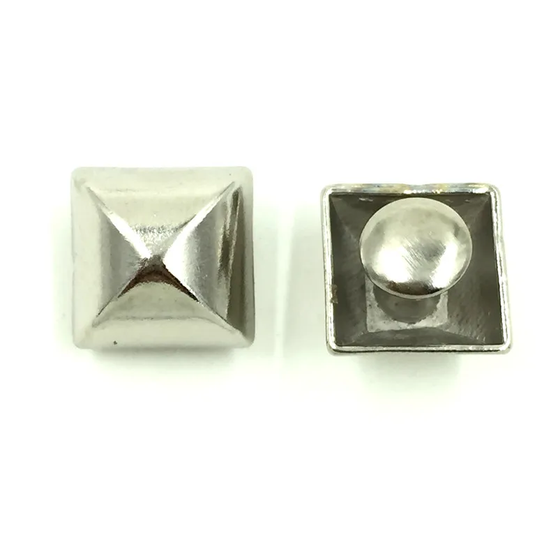 100Sets High Quality Silver Tone Punk Square Cone Spike Studs Spots
