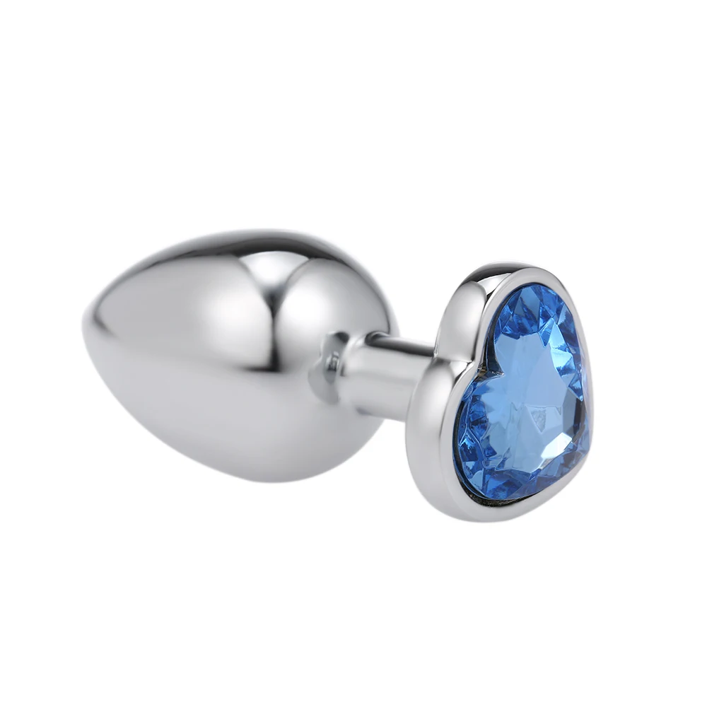 3PCS Jewel Anal Plug Stainless Steel Prostate Massage Metal Anal Beads With Heart Shape Base Adult Sex Toys for Women Men Gays