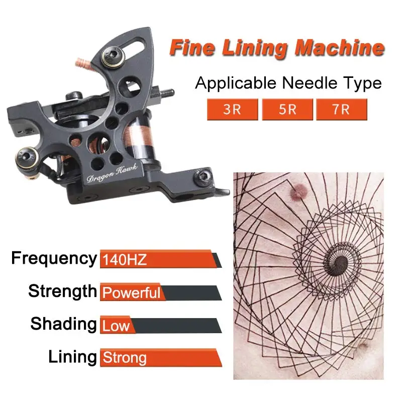 Dragon Hawk профессиональная тату машина 8 перекосов катушки чугуна тонкая подкладка машина татуировки пистолет для начинающих татуировки Поставки