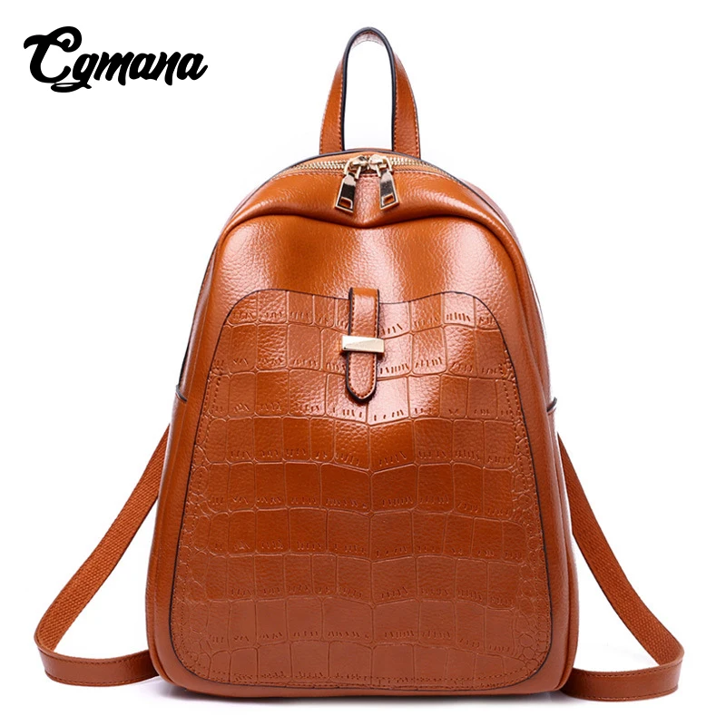 

CGMANA Women Backpack 2018 High Quality Leather Backpacks For Girls Teenagers School Bag Shoulder Bag Crocodile Large Travel Bag