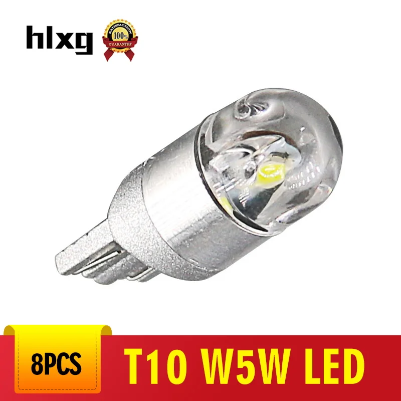Hlxg 8 шт. T10 Светодиодные лампы белого цвета 168 501 W5W светодиодные клиновидные