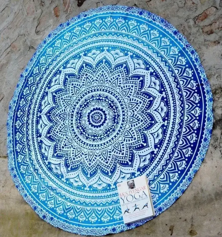 

Geometric Mandala Blue Purple Tapestry Hippie Wall Hanging Boho Yaga Fashion Design Mat Beach Home Decor Cotton Holiday Quality