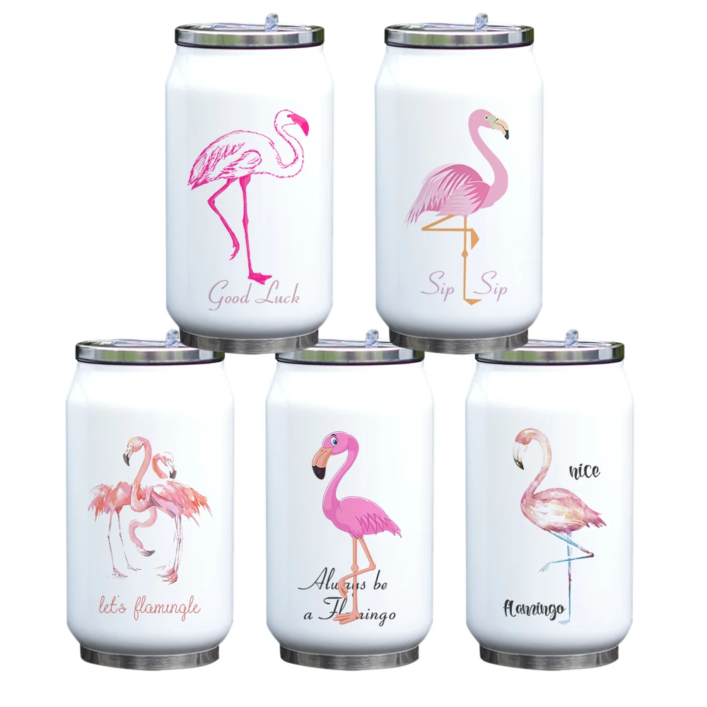 

New Fashion Popular Flamingo Double Walls No Leaking Cool Shape Vacuum Bottle Flamingos Themed Insulated Cup