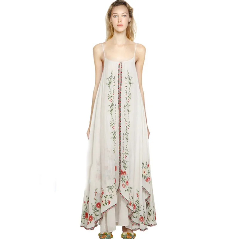 Boho Slip Dress Strappy Dress Ruffles Sleeveless Bohemian Gypsy Floral