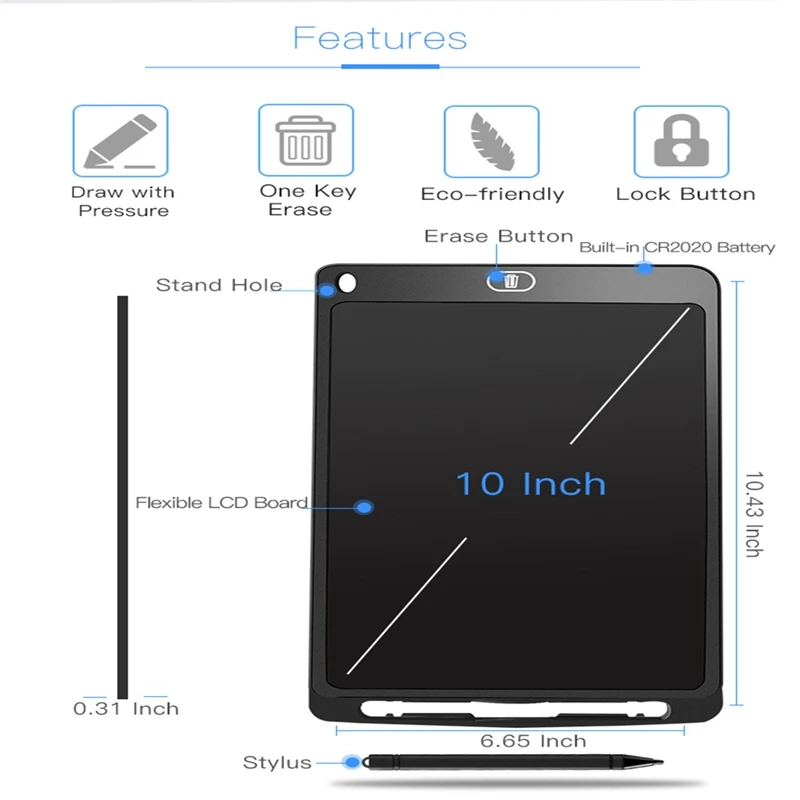 10 inch LCD Magical Digital Tablet Drawing Notepad Writer Electronic Handwriting Painting Tablet Office Pad Notepad