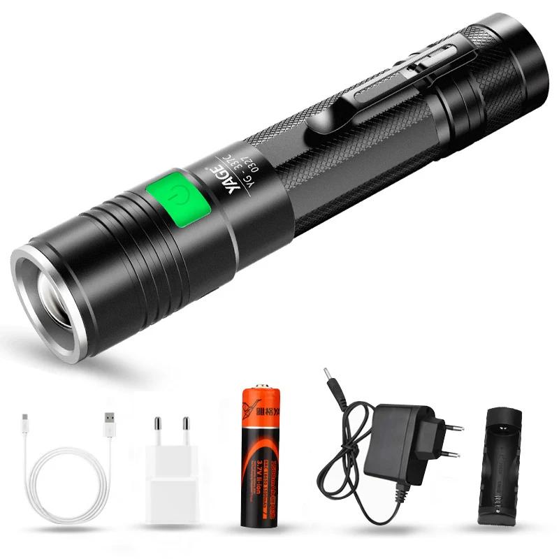 

YAGE Q5 2000LM Aluminum Zoomable 5-Modes CREE LED USB Clip Flashlight Torch Light with 18650 flashlight convoy for car pen light