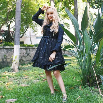 

Free Real Shipping 2019 Selling New Lolita Dress Starry Night Sky Stars Bronzing Jsk Fairy Black