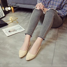 Silentsea/Женская обувь абрикосового цвета, балетки с острым носком на плоской подошве, Модные слипоны, женская обувь на плоской подошве, большие размеры 43, повседневные лоферы