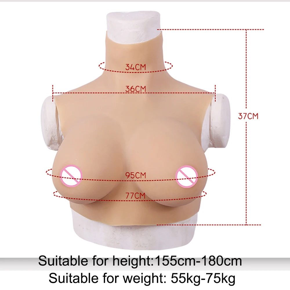 Realistic High Collar Silicone Breastplate (DD Cup) - Queerks™