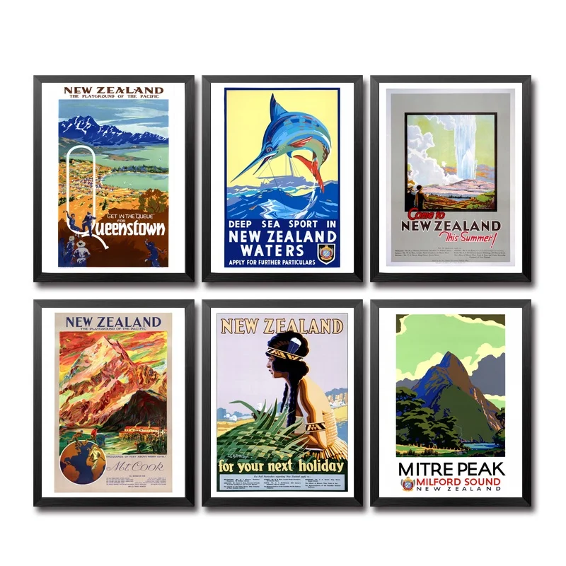 

New Zealand Sports Holidays Ski Vintage Travel Poster
