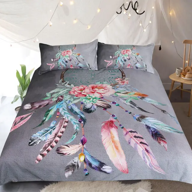 BlessLiving Big Dreamcatcher Colors Bedding Set 3 Piece Dream Catcher