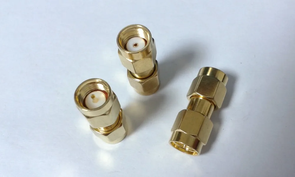 

50pcs Gold SMA plug male to RP SMA plug Jack straight adapter Connector