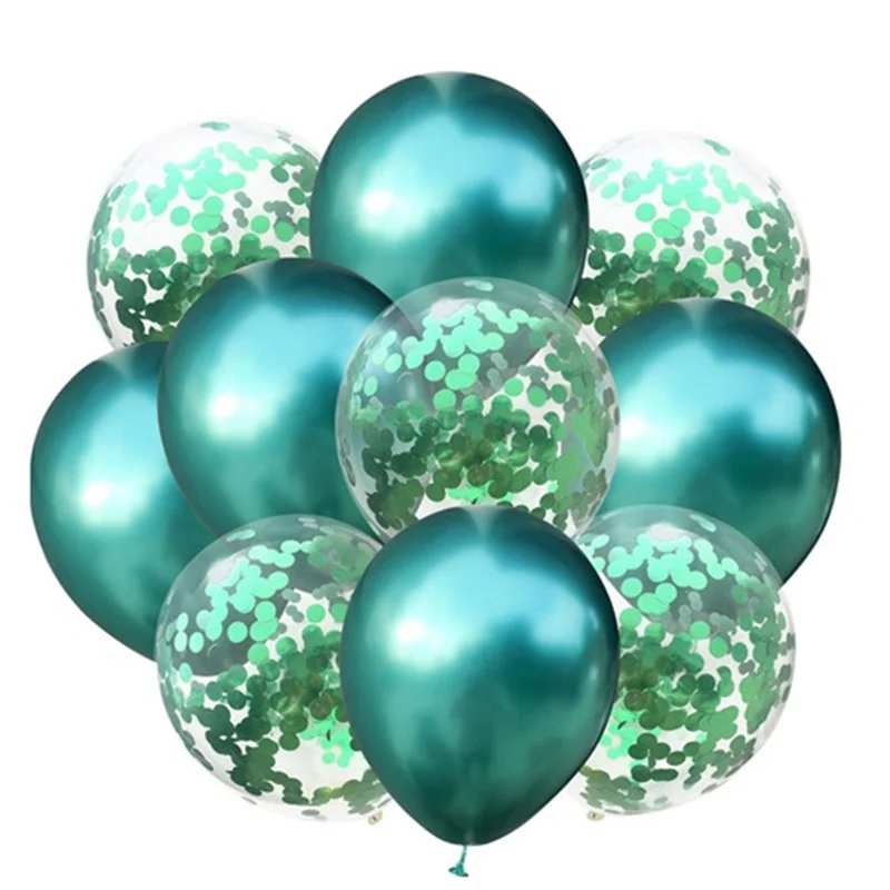 10 шт Металлические шары для свадьбы и дня рождения, украшение стола, девичник для мальчиков и девочек, девичник, вечерние, выпускные, золотые принадлежности - Цвет: green confetti
