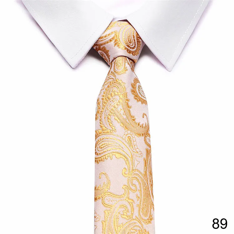 Красно-коричневый Для мужчин с галстуком комплект жаккардовые шелковые галстуки бизнес моды принт Галстуки для Для мужчин 8 см corbatas - Цвет: 89