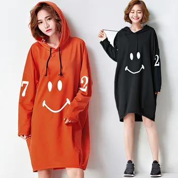 

Plus Size 5XL NEW Autumn Women Fashion Face Letter Print Batwing Tops Ladies Female Large Long Sleeve Oversize Sweatshirt Dress