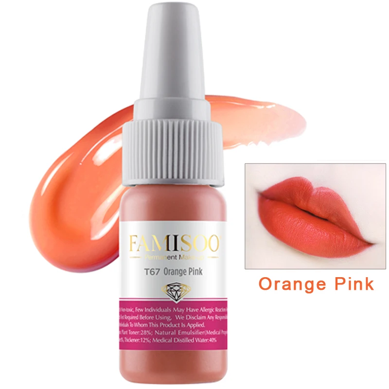 

FAMISOO T67 Orange pink pigmento de tatuaje Microblading Machine Pigment Cosmetic Paint Tattoo Ink Permanent Makeup Lip