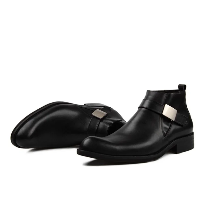 Outono Couro Fivela De Homens Ayakkabi Cinta Apontado Dos Marca Black Genuíno Botas Inverno Chelsea New Heinrich Sapatos Dedo EHOq0xBw