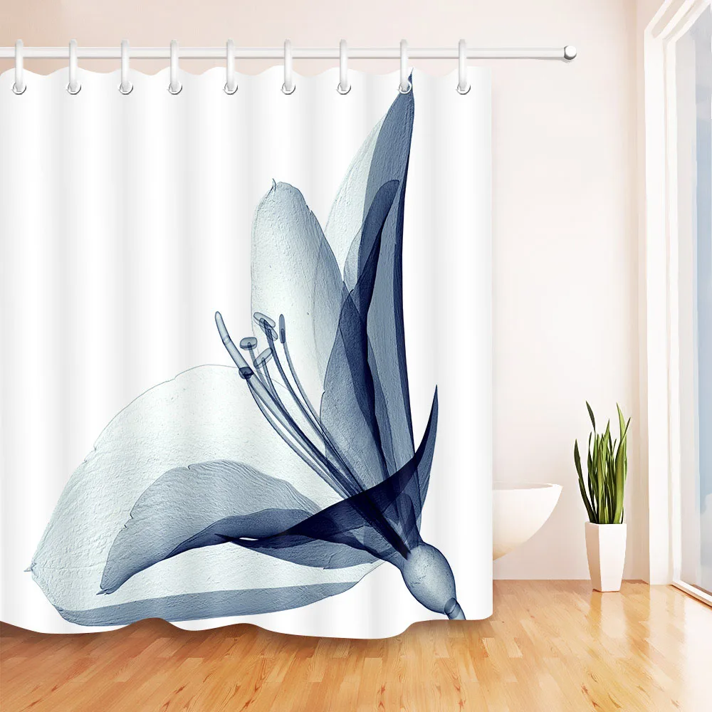Абстрактный Черный X-ray Blossom прозрачный цветок Природа Белый занавеска для душа искусство Водонепроницаемый Ванная комната ткань для ванной Декор - Цвет: 3