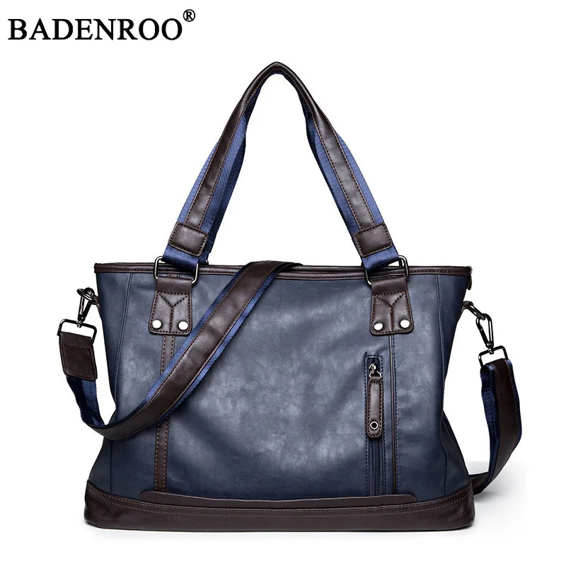 

New Men's Shoulder bags Business Briefcases Casual Cross body Messenger bags male simple Large capacity pu leather Shoulder bag
