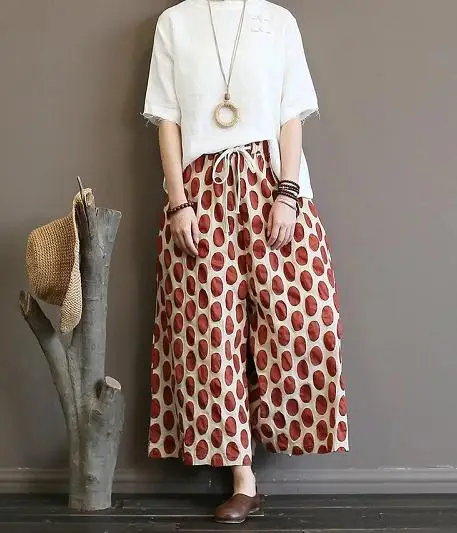 2018 original design loose big yards linen leisure harem pants 17502-28 | Женская одежда