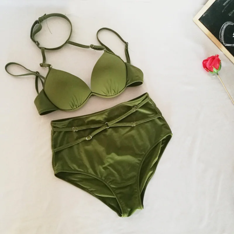 Halter Green Bikinis For Women 2018 Bikini Suit Swimming Wear Bikini