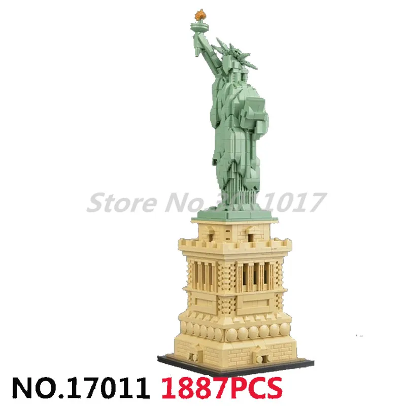 Stacking Block Architecture Series Building Blocks Statue of Liberty Compatible 21042 Model Educational Toys For Children hot toys nanoblock world famous architecture statue of liberty building blocks mini construction brick model iblock fun for kid
