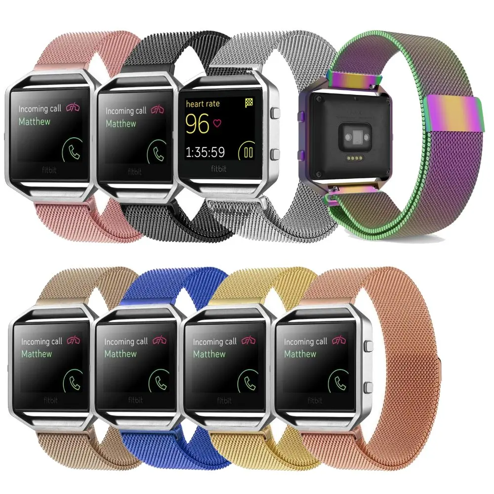 For Fitbit Blaze Band Large , Metal Frame Housing & Milanese Loop