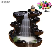 Ретро керамическая курильница с обратным потоком дыма Высокая горная дымка водопад подставка для ароматических палочек домашний декор+ 20 шт благовоний конусов