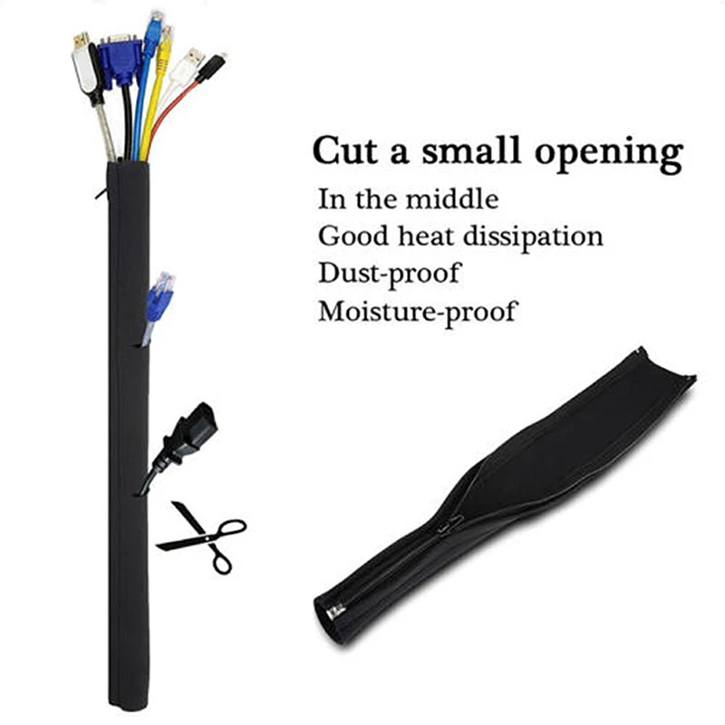 

4 Pcs Protective Cable Line Sleeve Tidy Home Office Cords Extendable Cord Organizers Kit with Zipper Design