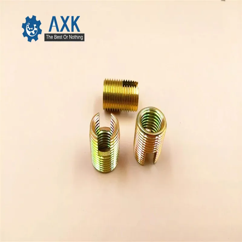 50pcs M4 Self Tapping Thread Insert Screw Bushing M4*M6.5*8mm 302 Slotted Type Wire Thread Repair Insert Steel With Zinc