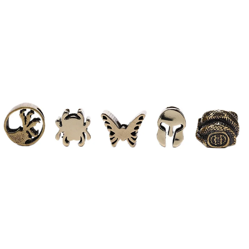 1PC Outdoor Vintage Skull Brass Knife Beads Shield Umbrella Rope Lanyard Cross Bead Wholesale