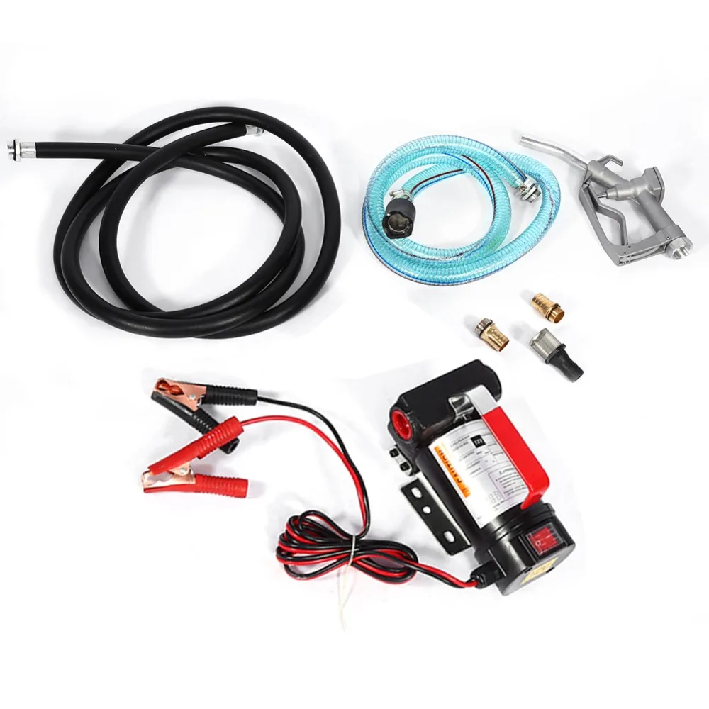 

Portable 12V Auto Oil Transfer Pump Electric Diesel Fluid Extractor with Fuel Nozzle Tools Accessory