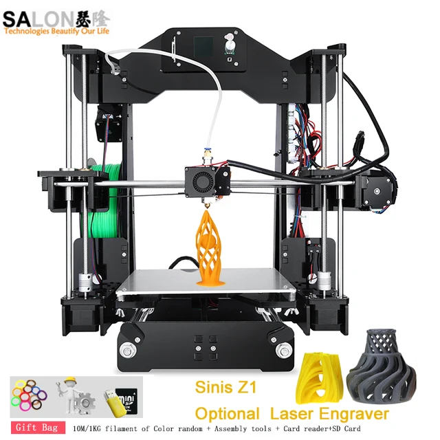 Best Offers Sinis Z1 3D Printer DIY Kit 1000mw Laser Engraver Machine impresora 3d Printing Size 220*220*240MM Free Filament Assembly Tools