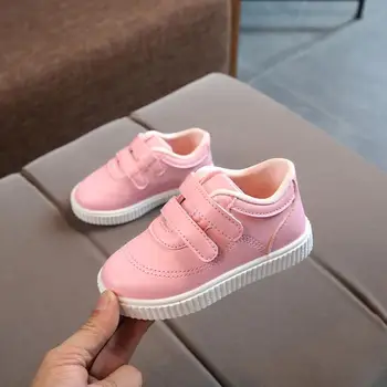 

spring and autumn fashion white PU waterproof pink girls casual shoes kids shoes boys sports childrens running shoes