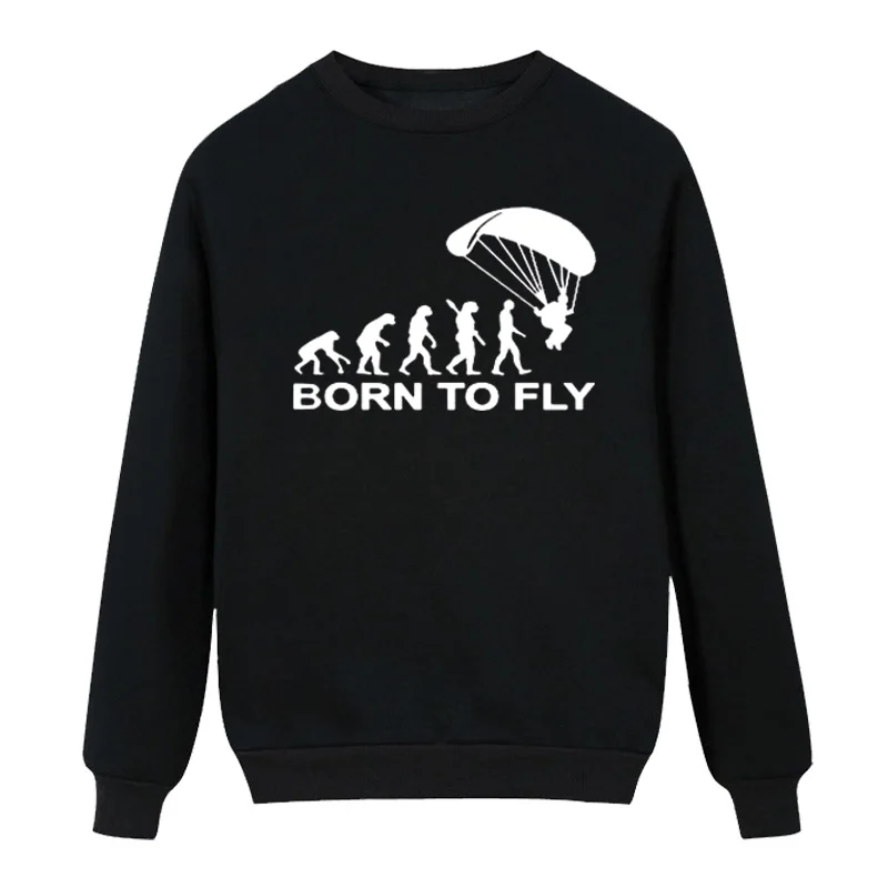 Зимняя мода Born To Fly Evolution Of Paragliding paragliers мужская одежда с круглым вырезом топы Толстовки, Толстовки с длинными рукавами