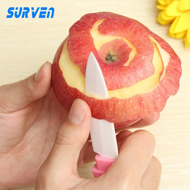 SURVEN Brand 3 inch Chef Kitchen Ceramic Knife Zirconia Fruit Paring Vegetable Knives Cooking Knife With Covers Random Color SURVEN Brand 3 inch Chef Kitchen Ceramic Knife Zirconia Fruit Paring Vegetable Knives Cooking Knife With Covers Random Color