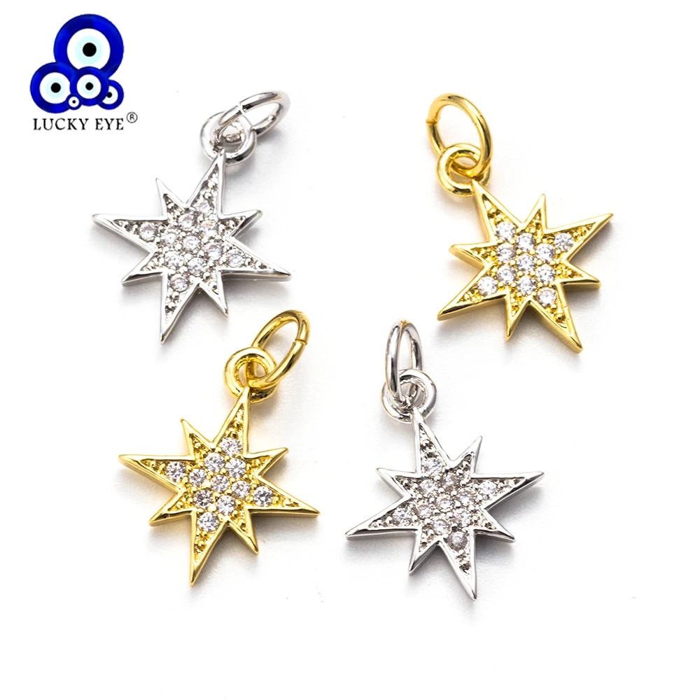 

Lucky Eye Hexagram Charms Zircon Crystal Micro Copper Star Pendant For Bracelets Necklace Women Gift Jewelry EY5536