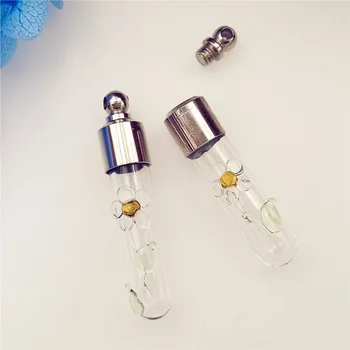 

100pieces SCREW CAP 34x7mm FLOWER GLASS Vial Pendant name on rice art mini glass bottle necklace pendant vial jewelry