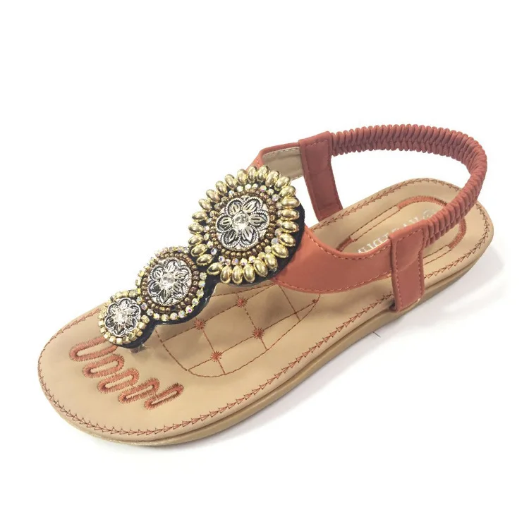 

=2019 casual shoes Women Sandals Gemstone Beaded Slippers Summer Beach Sandals Women Flip Flops Ladies Flat Sandals Shoes