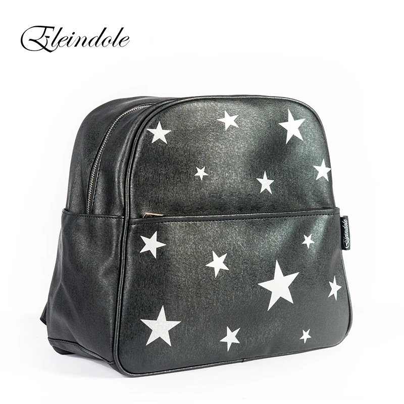 

Eleindole 2017 Unisex Backpacks Stars Bag Waterproof Bag Side Buckles Black/Silver Hanging on Stroller Protable Mother Backpacks