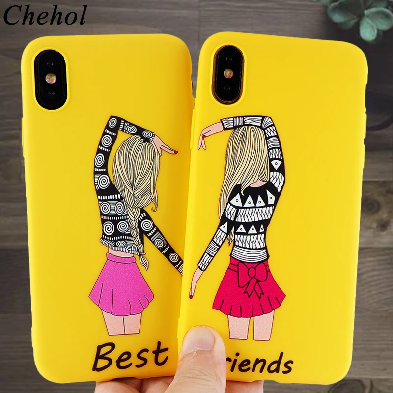 

Fashion Perserality Phone Case for IPhone X XS MAX XR 8 7 6s Plus Cases Best Friend Soft Silicone Fitted Back Covers Accessories