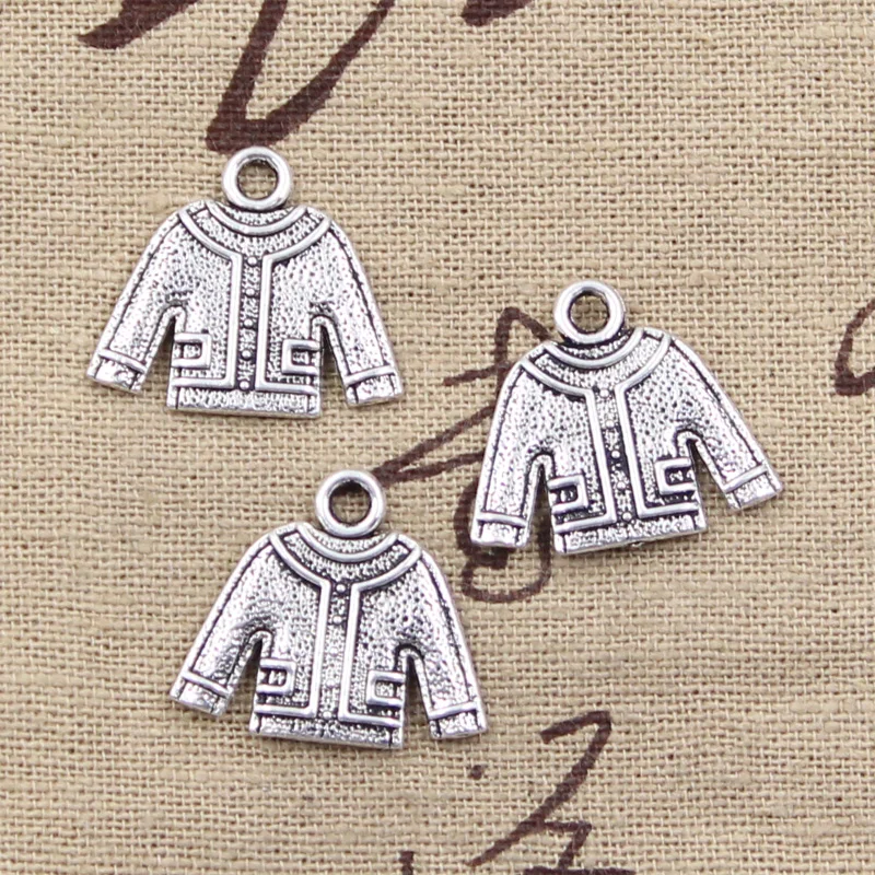 

12pcs Charms cloth sweater 19x22mm Antique Silver Plated Pendants Making DIY Handmade Tibetan Silver Jewelry